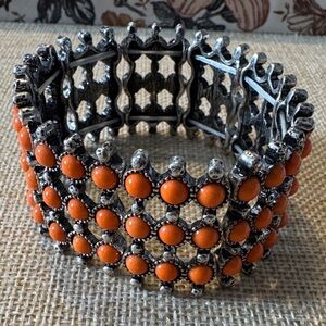 Plunder Orange and Silver Beaded Bracelet